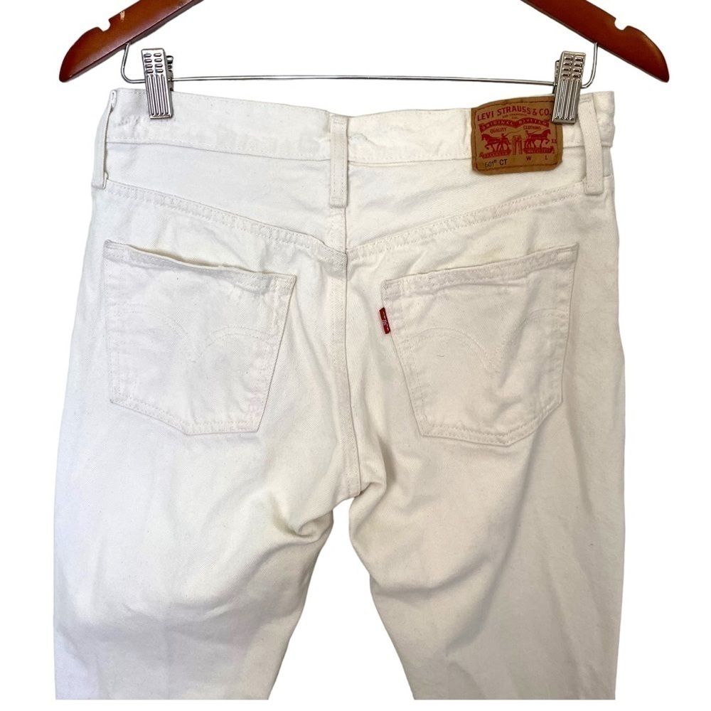 LEVI'S 501 Original Fit White Distressed Straight Leg Jeans - Picture 10 of 15
